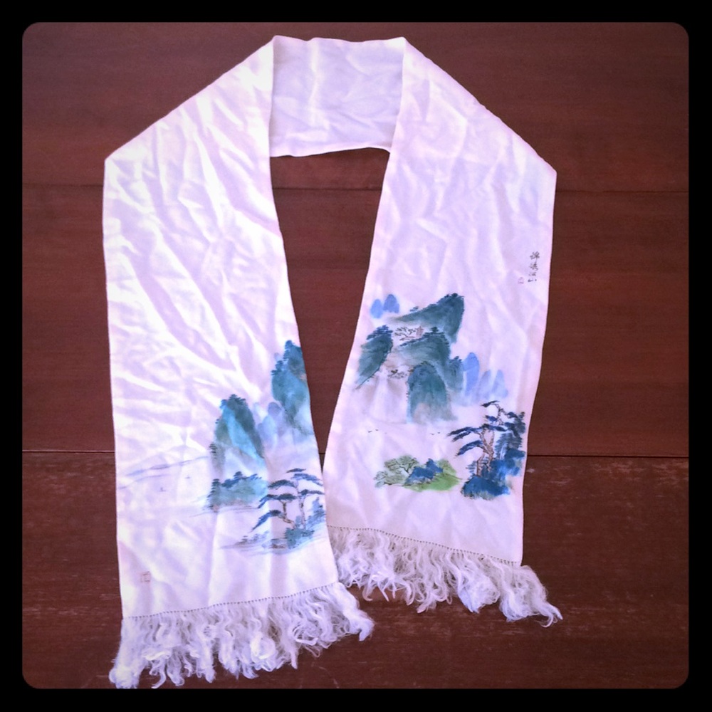 Vintage silk crepe scarf